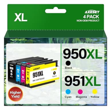AXESET Compatible 950XL 951XL Ink Cartridges Combo Pack Replacement for HP OfficeJet Pro 8600 8610 8620 8100 8630 8660 8640 8615 76DW 251DW, Black, Cyan, Magenta, Yellow, 4-Pack - Image 1