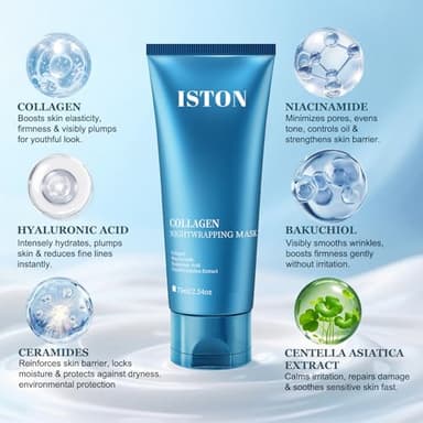 ISTON Collagen Night Wrapping Mask for Glass Skin - Elasticity& Hydration Boost,Reduces Dullness&Radiant Skin| Easy Peel-Off Collagen Face Mask Skin Care - Image 4