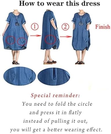 Minibee Women's Ruffle Oversize Casual Midi Dresses with Pockets (3XL, Denim Blue) - Image 4