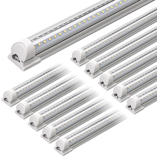 Barrina T8 LED Shop Light 5FT, 50W 6500LM 5000K, Clear Cover, Garage LED Lights Ceiling, V-Shape LED Light Fixture, Work Shop LED Lights for Garage, Warehouse, Basement, ETL Listed, 10 Packs - Image 1