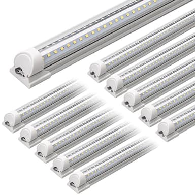 Barrina T8 LED Shop Light 5FT, 50W 6500LM 5000K, Clear Cover, Garage LED Lights Ceiling, V-Shape LED Light Fixture, Work Shop LED Lights for Garage, Warehouse, Basement, ETL Listed, 10 Packs - Image 1