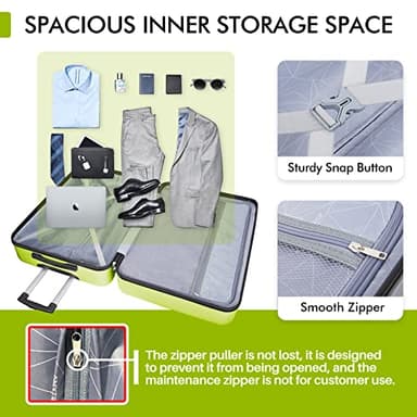 AnyZip Luggage PC ABS Hardside Lightweight Suitcase with 4 Universal Wheels TSA Lock Checked-Large 28 Inch Apple Green - Image 4