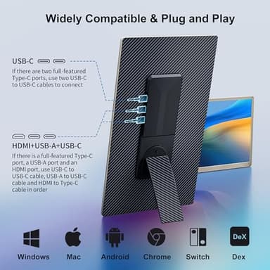 LivElect-m 15.6" Triple Laptop Screen Extender, FHD 1080P IPS Laptop Monitor Extender, Detachable Screen Travel Monitor Laptops with Speakers, Plug&Play, Compatible with Mac/Android/Win - Image 8