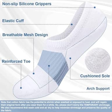 Toes Home No Show Socks Womens Cushioned Low Cut Athletic Hidden Liner Socks for Sneakers Footies Ankle Sports Invisible Running Socks 6 Pairs Size 6-9 - Image 2
