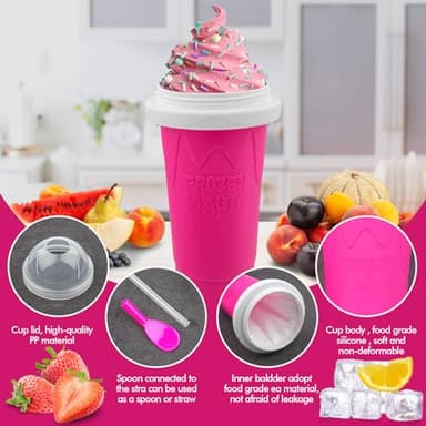 2PCS Slushie Maker Cup,DIY Magic Quick Frozen Smoothies Cups for Homemade Milk Shake Ice Cream Maker, Cooling Cups, Double Layer Squeeze Slushy Maker Cup,Birthday Funny Gifts for Friends &Family - Image 7
