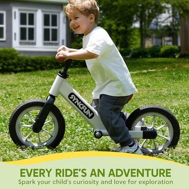 SYNCFUN 12'' Toddler Balance Bike for 2, 3, 4, 5 Year Old Kids, Lightweight Bike with Adjustable Seat and Rubber Tires for Children, Balancing Toy for 2-5 Girls and Boys Birthday Gift (White) - Image 3