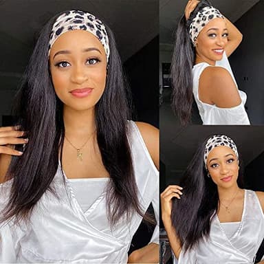 TNICE Headband Wig Human Hair Straight 22 Inch Headband Wigs for Black Women Glueless None Lace Front Human Hair Wigs Brazilian Virgin Hair Machine Made Headband Wigs 150% Density Natural Color - Image 9
