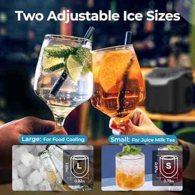 Antarctic Star Countertop Ice Maker Machine, 8 Ice Cubes in 6 mins, 26lb/Day Ice with 2 Sizes- Portable Mini, Energy Saving & Basket/Scoop for Home/Party/Travel/Camping/Bar, Dark Black - Image 4