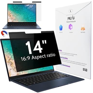 Peslv Magnetic Laptop Privacy Screen 14 inch for 16:9 Computer Monitor, 14" Removable Anti Glare Protector Blue Light Filter Shield Compatible with Lenovo Hp Dell Acer Asus Thinkpad Envy Xps - Image 1