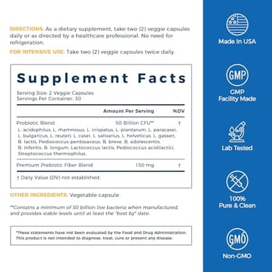 NewRhythm Probiotics 50 Billion CFU 20 Strains, 60 Veggie Capsules, Targeted Release Technology, Stomach Acid Resistant, No Need for Refrigeration, Non-GMO, Gluten Free - Image 8