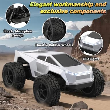 Hepoasky 1:18 Scale Remote Control Car Truck, 2.4GHz All-Terrain RC Car Toy with LED Lights, Boy Toys Monster RC Trucks Birthday Gifts for 4 5 6 7 8 9 10 Year Old Boys Age 4-6 6-8 8-12 - Image 3