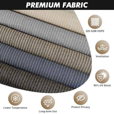 Artpuch Outdoor Roller Shade 6' W x 6' H, Blue Gray Exterior Cordless Patio Shades Roll Up Blinds with Spliced Pole Design, (2 Poles, One-Piece Fabric) - Image 3