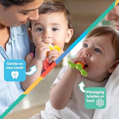 Nuby NanaNubs Banana Massaging Toothbrush and Carrot Teether - (2 Pack) Baby Teething Toys for 3+ Months - Image 5