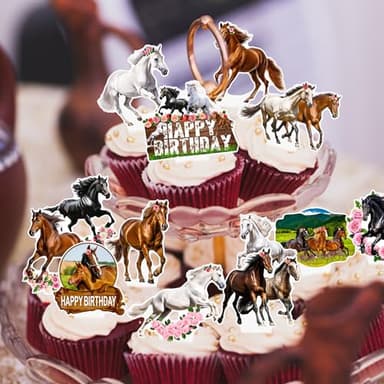 Horse Cupcake Toppers - 48 Pcs Racing Horse Cupcake Decorations for Birthday Parties & Baby Showers - Image 7