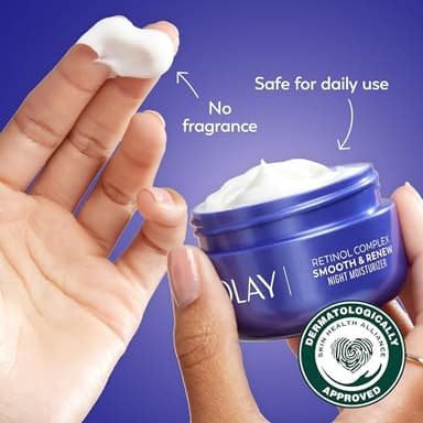 Olay Regenerist Retinol Face Moisturizer, Smooth & Renew Cream for Women, Fragrance-Free - Anti-Aging, Anti-Wrinkle, Fine Lines, Tightening, Brightening - Recyclable Eco Jar, Non-Greasy, 2 Oz - Image 8