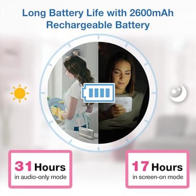 VTech Video Baby Monitor with 5" LCD Screen, Up to 17Hrs Video & 31Hrs Audio Battery Life, Night Vision, 1000ft Range, Pan-Tilt-Zoom, Lullabies, Soothing Sounds, Temperature Sensor, No WiFi: 924W - Image 4