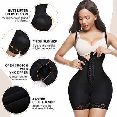 Lover-Beauty Shapewear for Women Tummy Control Body Shaper Butt Lifter Thigh Slimmer Faja Plus Size with Zipper Crotch - Image 3