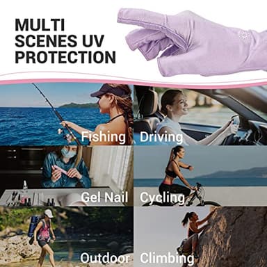 AIRSEE UV Gloves for Nail Lamp,Professional UPF50+ UV Protection Gloves for Manicures Nail Art,Fingerless Gloves That Shield Skin from The Sun and Nail Lamp (Purple) - Image 6