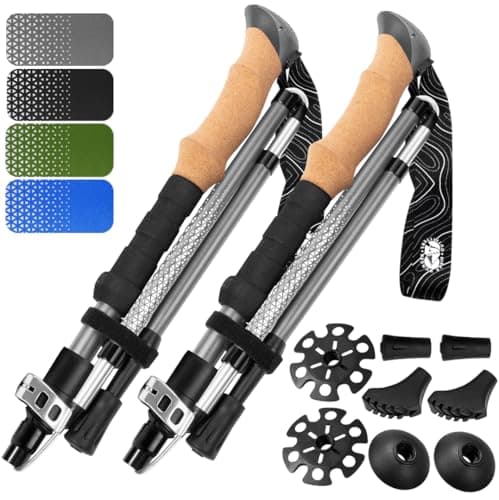 Hiker Hunger Folding Walking Stick, Folding Trekking Poles, Hiking Sticks Foldable Hiking Poles for Men Walking Sticks for Seniors Trekking Poles for Hiking Collapsible Walking Sticks (Gray, Small) - Image 1