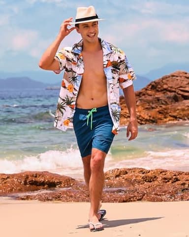 SILKWORLD Mens Swimming Trunks with Compression Liner 2 in 1 Quick-Dry Bathing Suits with Zipper Pockets,Blue,3X-Large - Image 4