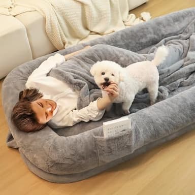 Murago Human Dog Bed for Adults, 43 x 10 x 71 Long Human Size Dog Bed, Removable Cover, Washable, Waterproof, Orthopedic Design Light Grey - Image 7