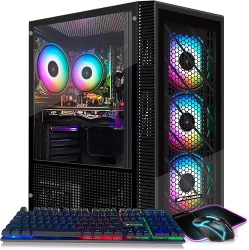 STGAubron Gaming PC Computer Desktop, Intel 10th Gen G5905 3.5G, Radeon RX 580 8G GDDR5, 16G DDR4, 512G SSD, WiFi, BT 5.0, RGB Fan x 4, Windows 11 Home - Image 1