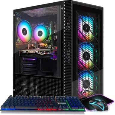 STGAubron Gaming PC Computer Desktop, Intel 10th Gen G5905 3.5G, Radeon RX 580 8G GDDR5, 16G DDR4, 512G SSD, WiFi, BT 5.0, RGB Fan x 4, Windows 11 Home - Image 1