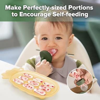 Haakaa Silicone Nibble Freezer Tray -Breastmilk Teething Popsicle Mold - Baby Fruit Food Feeder Teether Tray - Baby Food Maker - Ice Cube Tray - 4 Months+ Babies - BPA Free -Banana - Image 2