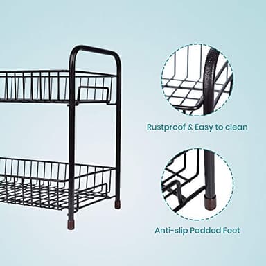 Spice Rack Organizer for Countertop 2 Tier Counter Shelf Standing Holder Storage for Kitchen Cabinet-Bronze - Image 6