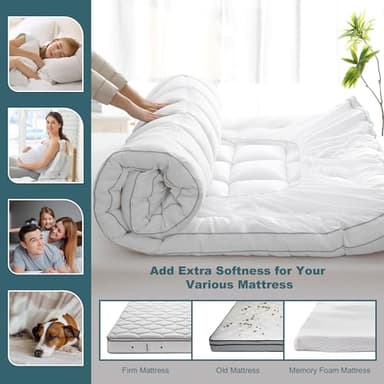 UNILIBRA Twin Size Mattress Pad Pillow Top Mattress Cover Padded with Down Alternative Filling Quilted Fitted Mattress Protector Streches up 8-19" Deep Pocket Cooling Mattress Topper - Image 5