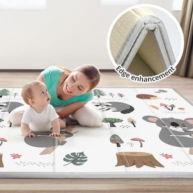 PIGLOG Foldable Baby Play Mat,59x59 Inches Baby Crawling Mat,0.8 Inch Thicken One-Piece Baby Playmat,Non Slip,Waterproof Activity Playmats for Babies,Toddlers,Infants, Play & Tummy Time,Koala - Image 5