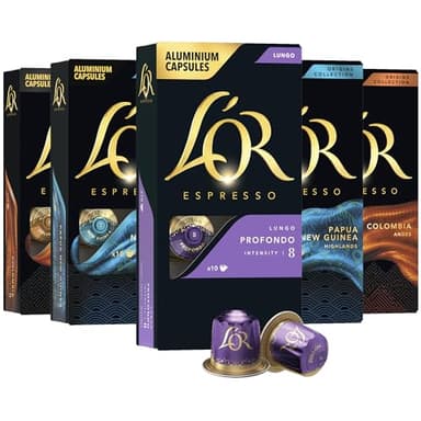 L'OR Espresso Capsules, 50 Count Mild Variety Pack, Single-Serve Aluminum Coffee Capsules Compatible with the L’OR BARISTA System & *Nespresso Original Machines - Image 1
