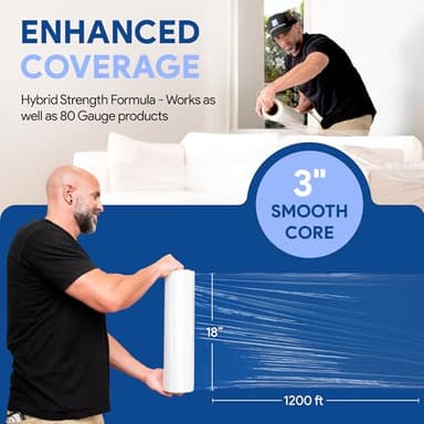 International Plastics Co. 4 Pack of 18" Plastic Stretch Film Wrap 1200 feet Each 500% Stretch Ability - Image 5