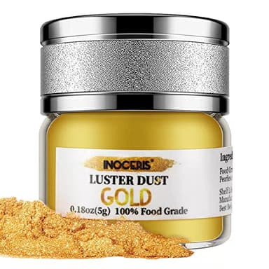 INOCERIS Edible Luster Dust, 5 Grams Food Grade Gold Cake Dust Shimmer Metallic Gold Food Coloring Powder for Cake Decorating, Baking, Fondant, Chocolate, Candy, Drinks, Cookies - Image 9