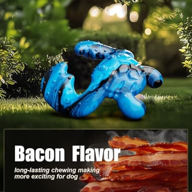 Ouilter Dog Toys for Aggressive Chewers, Dog Toys for Medium Large Dogs, Tough Nylon Dog Chew Toys with Bacon Flavor, Chew Toys for Aggressive Chewers, Blue - Image 6