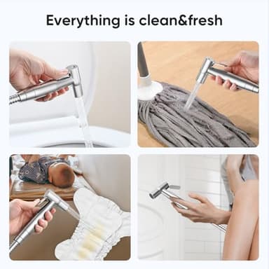 Arofa Handheld Toilet Bidet Sprayer for Toilet-Adjustable Water Pressure Control with Bidet Hose for Feminine Wash, Stainless Steel Brushed Nickel Bidet Faucet Cloth Diaper for Baby Wash - Image 3