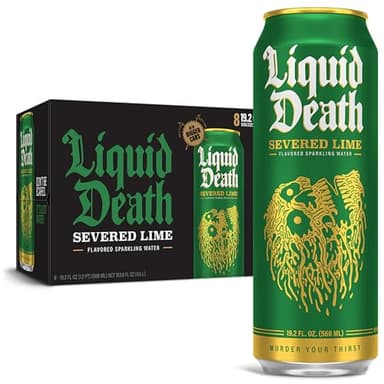 Liquid Death, Severed Lime, Lime-Flavored Sparkling Water, 8-Pack (19.2oz Cans), Low Calorie & No Artificial Sweeteners - Image 1