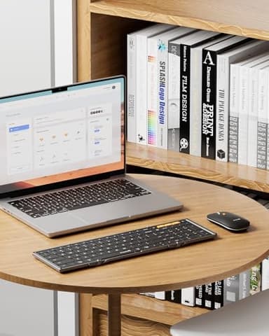 ProtoArc Foldable Keyboard and Mouse, XKM01 True Full-Size Folding Wireless Keyboard Mouse Combo for Business Travel, a Portable Office Suite On-the-Go, Compatible with Laptop iPad Tablet - Black Gray - Image 8