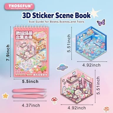 3D Sticker Scene Book for Adults & Kids, 20 DIY House Stickers Therapy - Make Your Own House Room Landscape Scenes Fun Gift Idea for Girls - Image 2