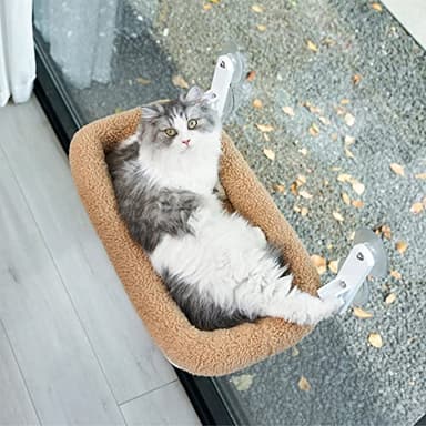 Zakkart Foldable Cat Hammock for Window - Cordless, Machine Washable Bed, Robust Metal Frame & ABS Brackets - Cat Window Perch for Large Cats and Kitten (Brown Bolster Bed, Large) - Image 8