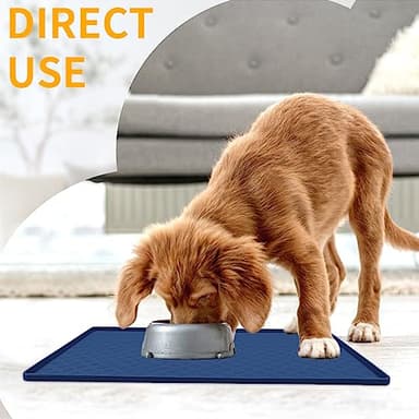 Ptlom Silicone Pet Placemat for Dog and Cat, Waterproof Anti-Slip Pet Feeding Bowl Mats for Food and Water, Small Medium Large Tray Mat Prevent Residues from Spilling to Floor, Navy Blue, 31.5" 23.6" - Image 3