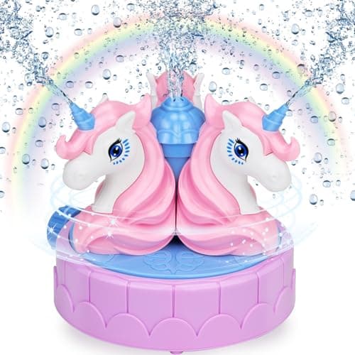 Sprinkler for Kids Outdoor Water Toys: Backyard Spinning Unicorn Toddler Sprinkler Toy - Summer Outside Toys for 18M+ Splashing Fun Toy Ages 3 4 5 6 7 8 Year Old Boys Girls Gifts - Image 1