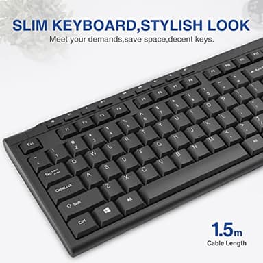 Rii RK907 Ultra-Slim Compact USB Wired Keyboard for Mac and PC,Windows 10/8 / 7 / Vista/XP (Black) (1PCS) - Image 3