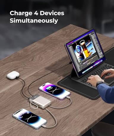 JOYFAR Portable-Charger-Power-Bank Travel Essentials Battery Pack USB C 30000mAh Built in Cable 22.5W Phone Fast Charging Powerbank Compatible with iPhone 16 15 14 13 12 11 iPad Google Xiaomi (Gold) - Image 6