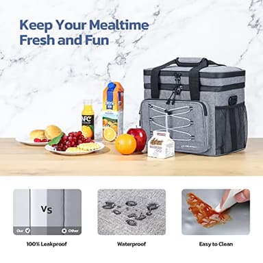 Maelstrom Cooler Bag,Soft Bag,Collapsible Soft Sided Cooler, 30 Cans Beach Leakproof Camping Lunch Cooler Bag Portable Travel Cooler for Grocery Shopping,Kayaking,Grey - Image 4