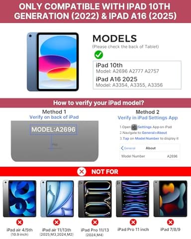 typecase Touch iPad 10th Generation Case with Keyboard (10.9", 2022) and iPad A16 (11th Gen, 2025) – 360° Rotatable, 11-Color Backlit, Multi-Touch Trackpad, Thin & Light (Pink) - Image 2