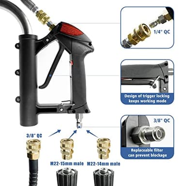 janz 24'' Pressure Washer Surface Cleaner with 4 Wheels,Dual Handle,Stainless Steel Housing, 4 Replacement Nozzle Cores and 2 Hose Adapters,Ideal for Driveways, Sidewalks,Patios,Decks Cleaning - Image 5