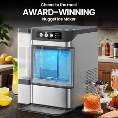 Chewable Crunchable Countertop Nugget Ice Maker，with Side Water Tank,41 Lbs in 24 Hours， Self-Cleaning, One-Click Operation, Stainless Steel,Ideal for Parties, Kitchens, Bars, Offices - Image 9