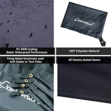 Clostnature Tent Footprint - Waterproof Camping Tarp, Heavy Duty Tent Floor Saver, Ultralight Ground Sheet Mat for Hiking, Backpacking, Hammock, Beach - Storage Bag Included - Image 2