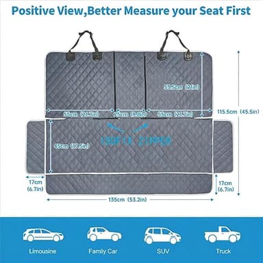 ANOSOSPECIAL Grey Dog Car Seat Cover for Back Seat,Non-Stick Fur,Pet-Friendly and Waterproof - Universal Fit Interior Protector for Auto, Van, SUV - Ideal for Kids and Pets - Image 2